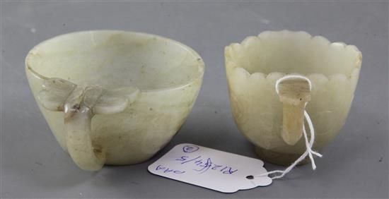 Two Chinese grey jade cups, 17th / 18th century, diameter 6.4cm